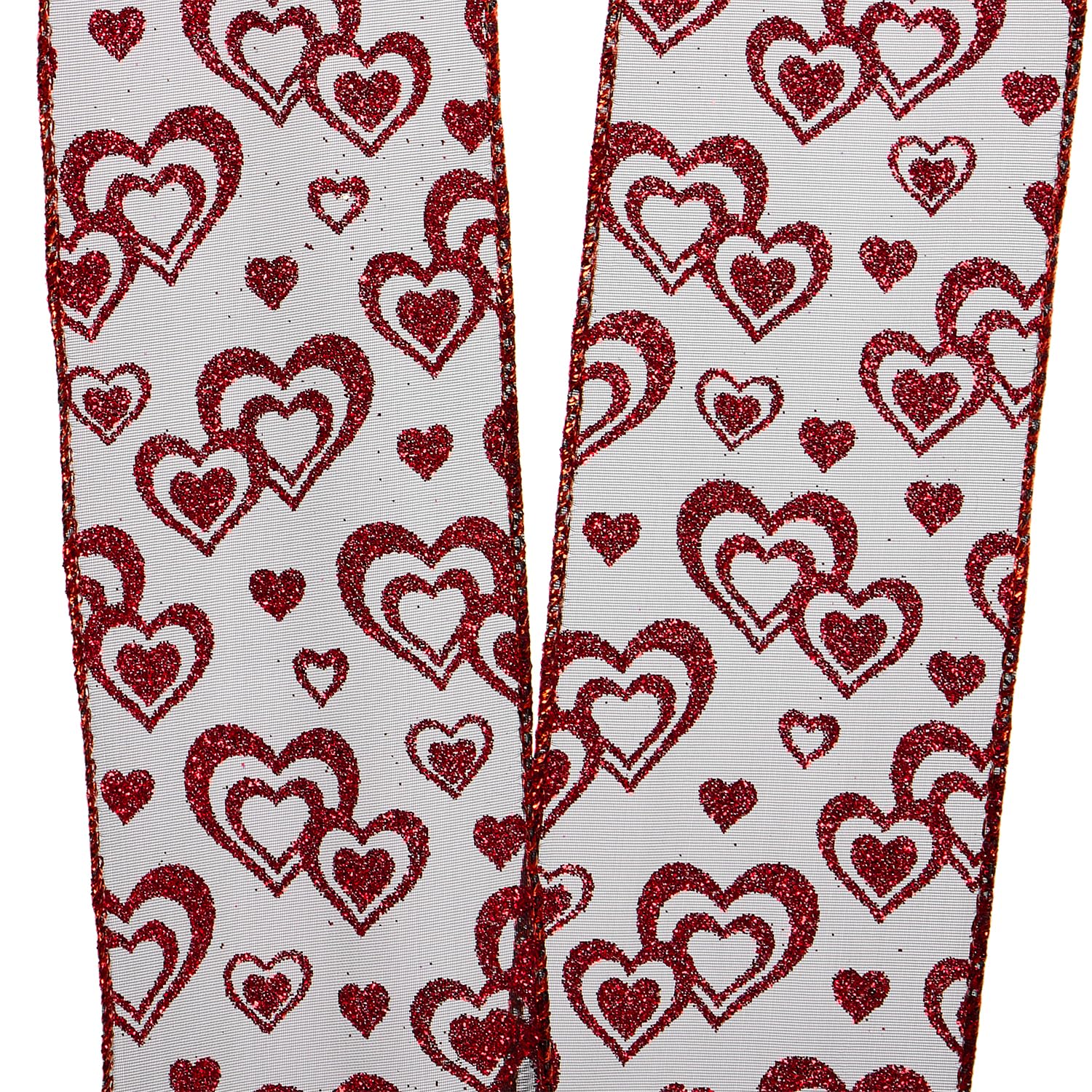 2 1/2" X 10 Yards Black/Red Hearts Galore Sheer Ribbon - Image 3